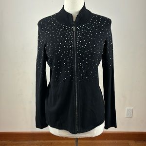 Belldini los angelas black embellished zip up sweater jacket. Women’s size large